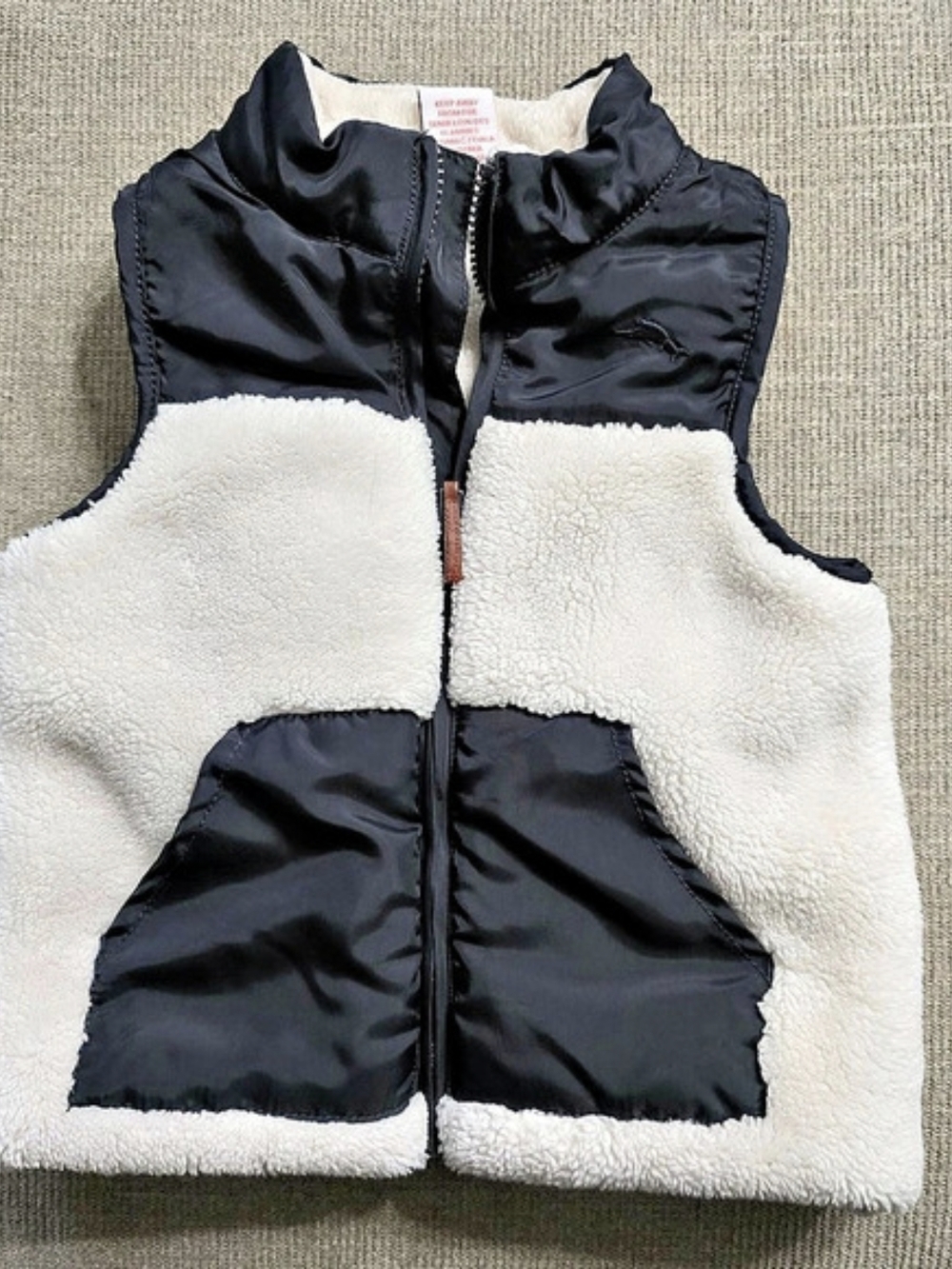 Tommy Bahama Kids Sherpa Fleece Vest Black White Size 3T